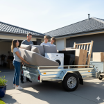Trailer carrying household items and furniture for transport