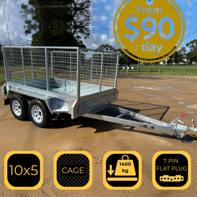 10x5 tandem cage trailer for self-service hire in Carrum Downs