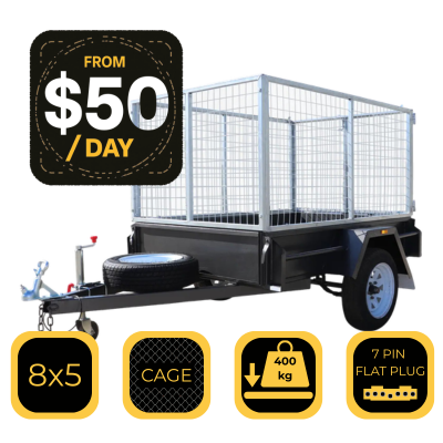 8x5 cage trailer for self-service hire in Carrum Downs